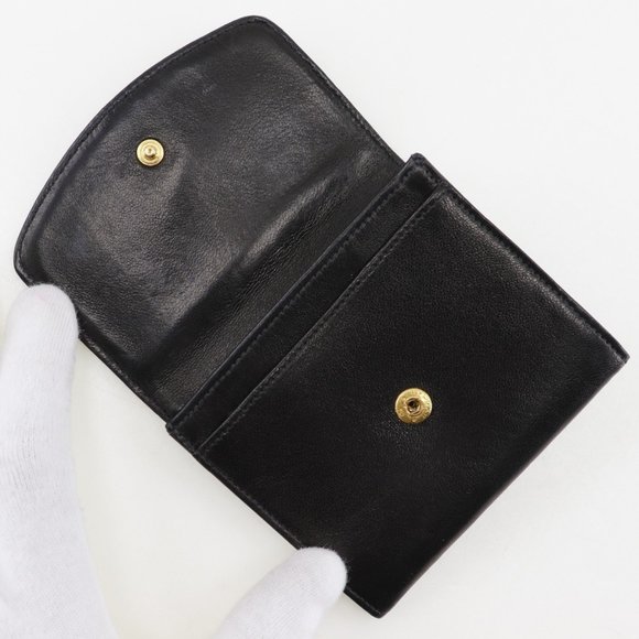 CHANEL COCO Mark Coin Case Lambskin 1993 Black Snap Button - Picture 5 of 11